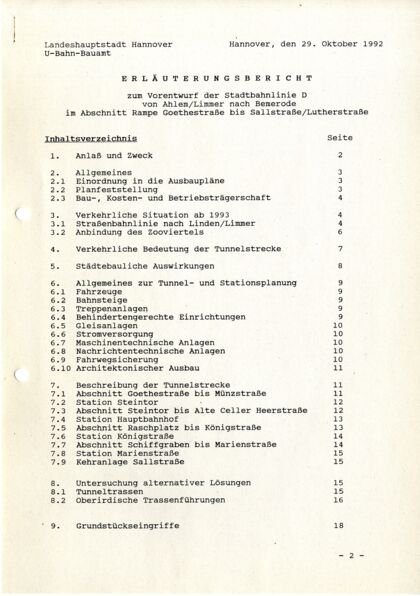 Erläuterungsbericht zur Planfeststellung für die Stadtbahnlinie D